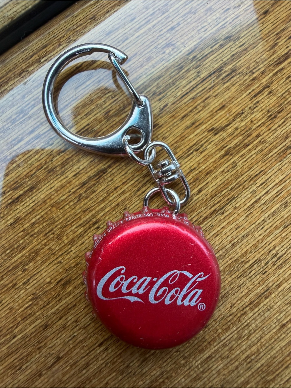 Coca Cola Red Bottle Cap Keyring with Silver Hardware
